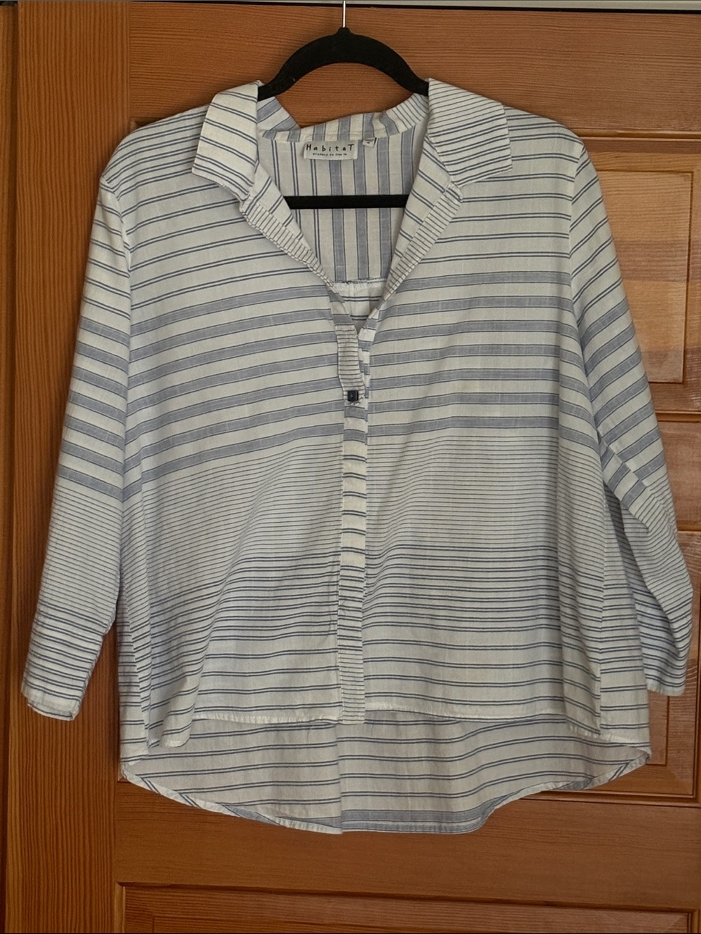 Habitat White and Light Blue Striped Button-Front Shirt